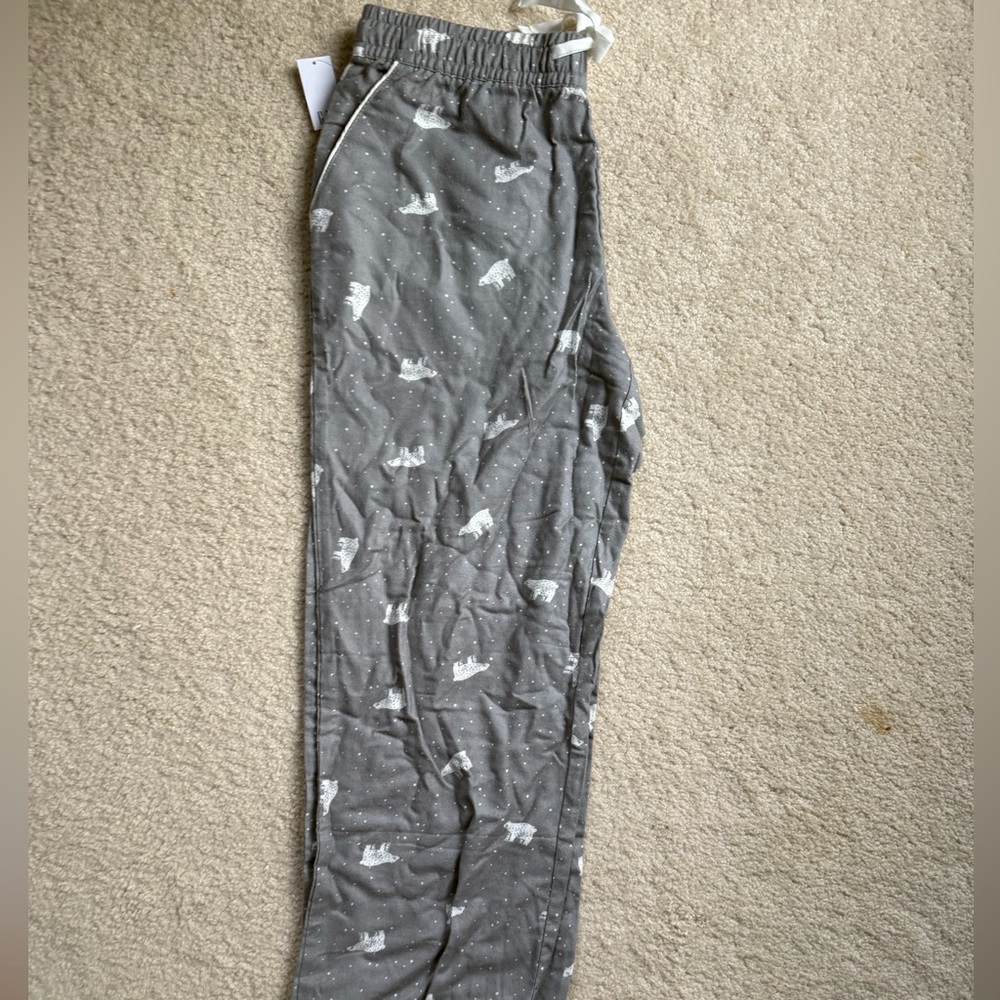 Gray Polar Bear Print Pajama Pants